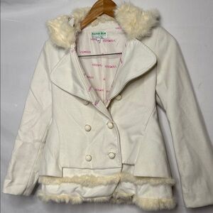 Val Max Please Mum London faux shearling double breasted Italy jacket sz 12